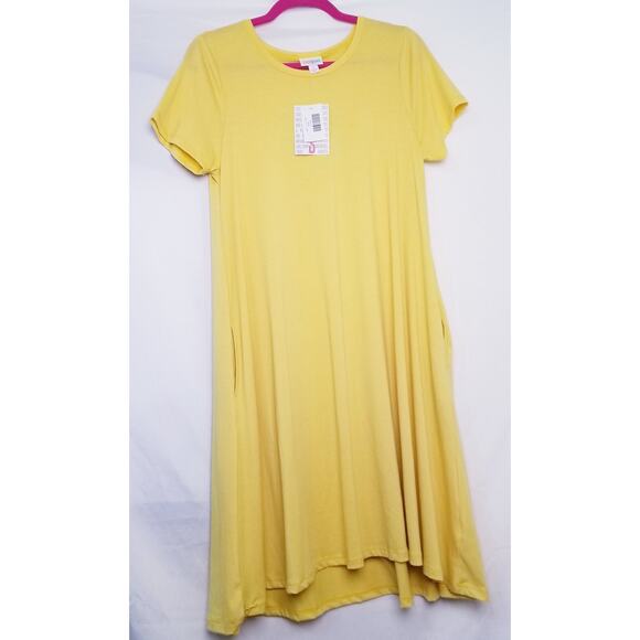 NWT's -LuLaRoe Jessie Dress w/Pockets Round Neck Hi-Low Hem Color Yellow Size S - Picture 1 of 8